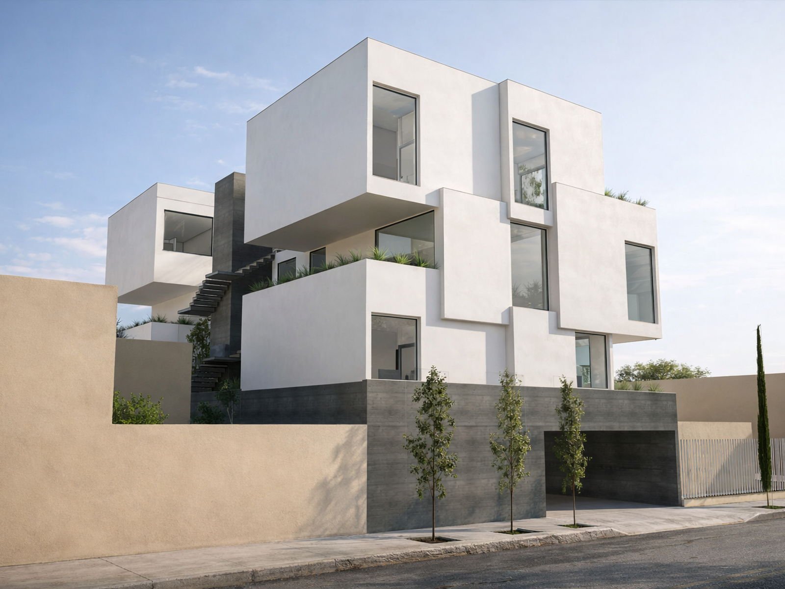 Volumetría del anteproyecto de Departamentos Costa Rica, vivienda vertical en Chihuahua